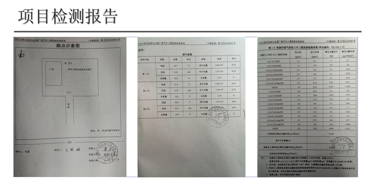 垃圾分選剩余物制炭處理尾氣排放檢測合格